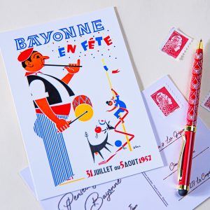 1957 carte postale des fêtes de bayonne